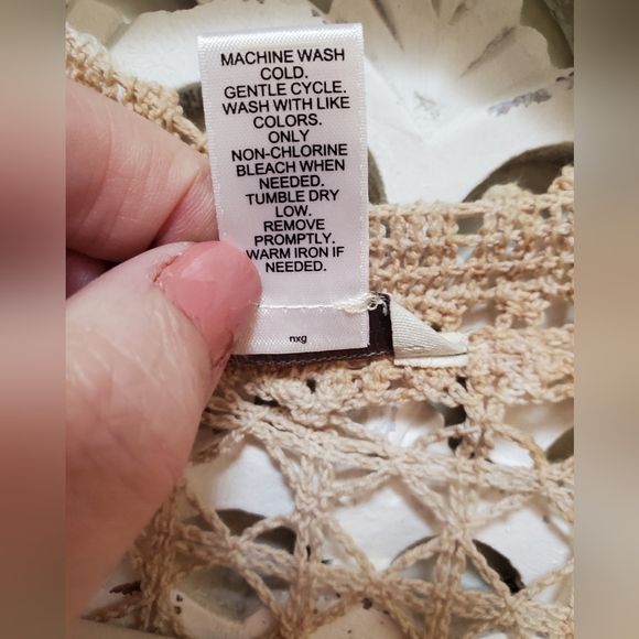 Tea Dyed Battenberg Lace And Floral Lace Boho Vest Size Medium - Picture 7 of 10